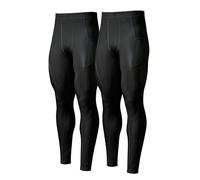 Zupora Men's Compression Pants with Pockets, 1 or 2 Pack Mens Running Legging Quick-Dry Active Base Layer Tights for Gym Workout Basketball Training Yoga & Hiking