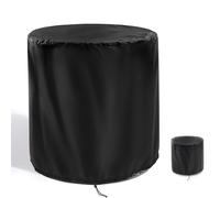 Zuppypaw Garden Table Cover Round, 64 x 63cm 420D Heavy Duty Patio Table Cover with Storage Bag, Outdoor Bistro Set Cover Waterproof & Windproof, Black