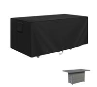 Zuppypaw Outdoor Table Covers Waterproof, 113L x 83W x 58H cm Fire Pit Table Cover with Air Vents, 420D Heavy Duty Garden Tables Cover for Firepits, Rattan Tables, Black
