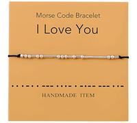 zurabini 1 PCS Beaded Bracelet Adjustable, Morse Code,Waterproof & Lightweight Friendship Jewelry for Women Birthday Gift