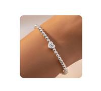 zurabini 16th Birthday Gifts for Women Girls, Hypoallergenic Adjustable Bead Silver Heart Bracelet, Birthday Bracelet Gifts Presents for Mum Daughter Grandma Auntie Friends