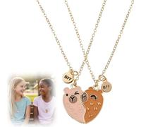 zurabini 2 Pcs Capybara Friendship Necklace For 2, Interlocking Heart Pendant Design, Matching Bff Necklace For Girls Best Friends, Durable Alloy Jewelry Gifts For Birthdays Anniversaries