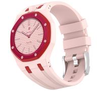 ZURCAS Rugged Band with Case Compatible with Swatch Royal Pop Watch, Sports Silicone Strap with Shockproof Frame Bumper Accessories (Sand pink red（At twelve o'clock）)