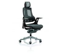 Dynamic Synchro Tilt Executive Chair Height Adjustable Arms Zure Charcoal Back, Black Shell With Headrest High Back