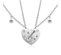 Zuremid Friend Necklace 2,BFF Necklace for 2 Cute Rabbit 13 Inspired Heart Hands Necklace set for TS Fan Music Lover Women Men Couples, Stainless Steel, No Gemstone