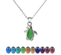 Zuremid Temperature Sensing Color Changing Pendant Necklace Love Heart Butterfly Lucky Turtle Moon Star Mood Dinosaur Necklace for Women Men Teens Friend Couples Gift, Adjustable Size, Stainless Steel