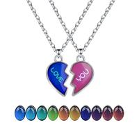 Zuremid Temperature Sensing Color Changing Pendant Necklace Love Heart Butterfly Lucky Turtle Moon Star Mood Dinosaur Necklace for Women Men Teens Friend Couples Gift, Adjustable Size, Stainless Steel