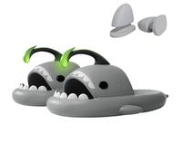 Zureto Shark Slides Angler Fish, Shark Slippers, Glow In The Dark, Super Soft, Comfy, Super Soft Environmental EVA (Gray, Adult, Women, 11, Numeric Range, UK Footwear Size System, 11.5, Medium)