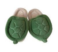 Zureto Turtle Slippers for Women, Plush Cute Turtle Anti Slip Home Thick Sole Warm Cotton Soft Slippers (Green, Adult, Women, 5, Numeric Range, UK Footwear Size System, 6, Medium)