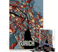 Zurich City Map Travel Art 1000 Piece Jigsaw Puzzles for Adults Teenagers Mind Training Serene Escape Laser Cut Nice Gift (50x75cm)