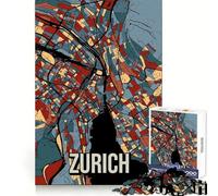 Zurich City Map Travel Art Jigsaw Puzzles 1000 Piece for Adults Brain Development Soothing Hobby Clean Join Fine Xmas Gift (38x26cm)