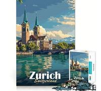 Zurich Cityscape Jigsaw Puzzle 1000 Piece Focus Boost Fun Advanced Laser Cutting Tech Travel-friendly Brain Game Gift (38x26cm)