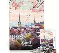 Zurich Cityscape Poster 1000 Piece Jigsaw Puzzles for Adults Jigsaw Mind Training Gentle Pastime Laser Cut Meaningful Gift (50x75cm)