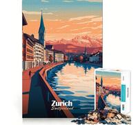 Zurich Cityscape Sunset Adult Jigsaw1000 Pieces Mind Boost Game Premium Laser Cut Quality Relaxing Indoor Group Activity (50x75cm)