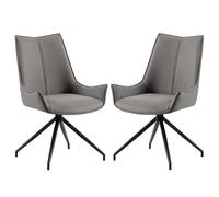 zurich grey pu leather dining chairs with black legs in pair