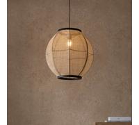 zurich large natural fabric pendant ceiling light in matt black