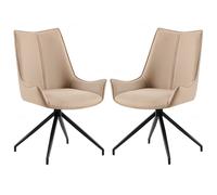 zurich mink pu leather dining chairs with black legs in pair