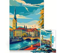 Zurich Serenity 1000 Jigsaw Puzzle Cognitive Fun Play Clean Cut Sturdy Components Quiet Time Mind Exercise at Home (38x26cm)