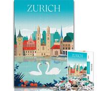 Zurich Switzerland 1000 Piece Jigsaw Puzzles for Adults,Challenging Game Gifts for Is Ideal As A Gift for The Whole Family 38x26cm