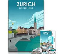 Zurich Switzerland Art Jigsaw Puzzles 1000 Pieces for Adults Teens,Help The Brain Exercise Addictive Toys to Cultivate Patience Parent-child Interaction 38x26cm