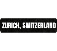 Zurich,Switzerland Tin Sign Christmas Decor Retro Wall Decor For Home Coffee Bar Street Sign Vintage Aluminum Sign 4X16 Inch