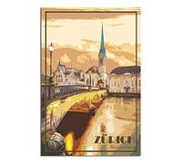 Zurich Switzerland Vintage Travel Poster Skyline Decorative Posters Modern Bedroom Canvas Art Poster Picture Painting Posters Wall Decor Art Gift