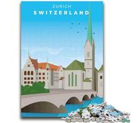 Zurich Travel Art Jigsaw Puzzles for Adults 1000 Piece Puzzle, Decompressing Intellectual Educational Toy Educational Game for Birthday, Chrismas 1000pcs (50x75cm)