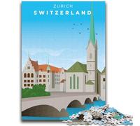 Zurich Travel Art Jigsaw Puzzles for Adults Teenagers Jigsaws Puzzle, Stress Reliever Difficult Challenge for Home Decoration for 14+ 1000pcs (26x38cm)
