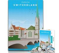 Zurich Travel Art Jigsaws 1000 Pieces for Adults,Educational Game Challenge Toy Wall Decoration Unique Birthday And Xmas Gifts 50x75cm