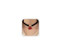 Zurlcdye Black Choker Necklace Rhinestone Red Lips Necklace for Women Kiss Yan Jewelry Party Outfits Accessories Anniversary Party Gifts for Her, Zinc, No Gemstone