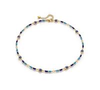 Zurlcdye Evil Eye Necklace for Women Blue Beaded Daisy Necklaces Dainty Chain Statement Birthday Summer Vacation Festival Jewelry Gifts, Copper, No Gemstone