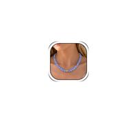 Zurlcdye Light Blue Beaded Necklace for Women Gold Tone Spacer Charm Chunky Beaded Choker Statement Bead Trendy Summer Beach Vacation Party Prom Accessories Jewelry Gift, Zinc, No Gemstone