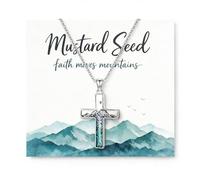 Zurlcdye Mustard Seed Necklace for Women Heart Cross Moon Silver Dainty Chunky Chain Charm Trendy Statement Necklace Faith Religious Birthday Christmas Gifts Jewelry Gifts, Zinc, No Gemstone