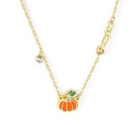 Zurlcdye Pumpkin Necklace for Women Gold Charm Dainty Chain Chunky Statement Rhinestone Cute Trendy Thanksgiving Adjustable Cute Fall Holiday Festival Jewelry Gift, No Gemstone