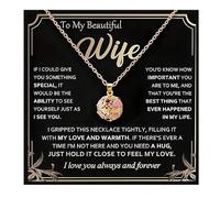 Zurlcdye To My Wife Necklace Heart Lotus Flower Necklace From Husband Aromatherapy Essential Oil Diffuser anxiety perfume I Love You Gifts for Wife Girlfriend Birthday Valentine's Day Jewelry Gifts