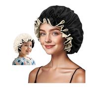 ZURLEFY Satin Bonnet for Sleeping Women, Double Layer Silk Hair Bonnet for Girls Boys Kids Curly Hair Night Cap, 12, Large