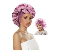ZURLEFY Satin Bonnet for Sleeping Women, Double Layer Silk Hair Bonnet with Tie Band for Girls Boys Kids Curly Hair Night Cap, 11, Large