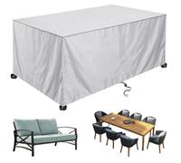 ZUROJ Garden Furniture Cover 402x52x122cm(silvery) Rattan Cube Set Covers Waterproof, 420D Heavy Duty Oxford Fabric Rattan Furniture Cover Windproof Anti-UV for Patio, Outdoor