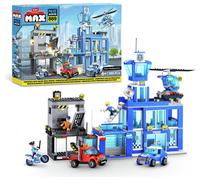 MAX Adventure Police Headquarters Playset (889 pieces) Building Bricks Toys For Kids 5+ Create Vehicles and More Unbox Discover, Major Brand Compatible