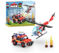 MAX Adventure Fire Rescue Playset (245 pieces) Building Bricks Toys For Kids 5+ Create Vehicles and More Unbox Discover, Major Brand Compatible
