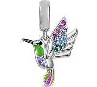 ZURWTCH Colorful Hummingbird Charm Fits Women Bracelet Necklace Fashion Gift 925 Sterling Silver DIY Jewelry Gemstone Zircon