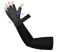 Zuscot Long Compression Arthritis Glove Copper 20-30mmHg Compression Arm Sleeve with Fingerless Hand Pressure Glove, Right Handed Black, XL