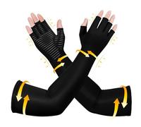 Zuscot Long Copper Compression Arthritis Gloves for Men Women Medical Arm Hand Compression Gloves Fingerless Pressure Gloves Carpal Tunnel Hand Support Sleeves Lymphedema