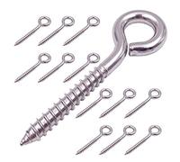ZUSFUL 12-Pack 304 Stainless Steel Screw Eyes, Heavy Duty Screw in Eye Hooks Ring for Hammock Stand, Yoga & Brazilian Hammocks, Swing Chair, Indoor & Outdoor, Self Tapping Screws, 3.2 Inches (12 Pack)