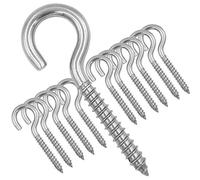 ZUSFUL 12-Pack 304 Stainless Steel Screw Eyes, Heavy Duty Screw in Eye Hooks Ring for Hammock Stand, Yoga & Brazilian Hammocks, Swing Chair, Indoor & Outdoor, Self Tapping Screws, 3.2 Inches