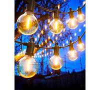 Zuske 15M/50FT Festoon Lights Outdoor Mains Powered, Garden String Lights with 25+2 G40 Globe LED Shatterproof Bulbs, IP65 Weatherproof for Outside Backyard Gazebo Porch Patio Cafe Bistro(Warm White)