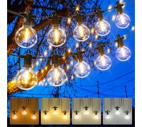 Zuske Festoon Lights Outdoor 15m/50FT, Outdoor String Lights Mains Powered, Led Strip Lights Waterproof IP65 with 25+2 G40 Globe Shatterproof Bulbs/4 Lighting Modes for Garden Outside Indoor