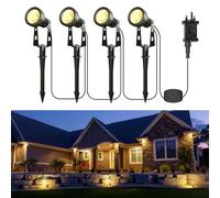 Zuske Garden Spot Lights Mains Powered, 4-in-1 LED Outdoor Spotlights with Adapter, IP65 Waterproof Driveway Lights Pathway Lighting for Outside Lawn Yard Patio Party