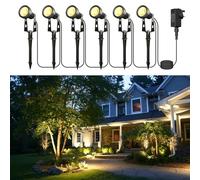 Zuske Garden Spot Lights Mains Powered, 6-in-1 LED Outdoor Spotlights with Adapter, IP65 Waterproof Driveway Lights Pathway Lighting for Lawn, Yard, Patio, Party