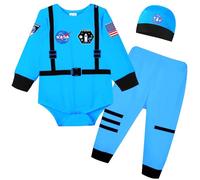 Zusnxaxe Baby Boys Girls Halloween Costumes Astronaut Outfits Newborn Infant Space Suit with Hat Christmas Birthday Gifts Cosplay Photo Shooting 6-12 Months Blue